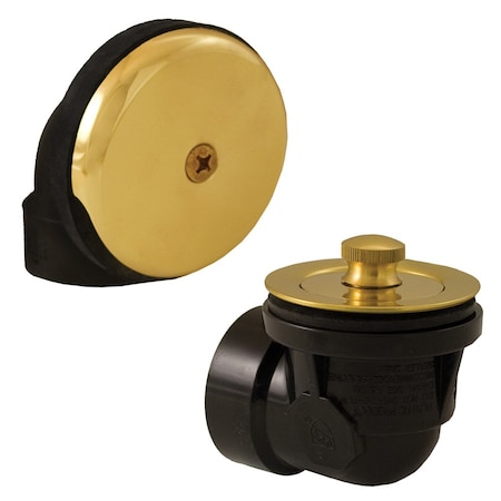 Jones Stephens Polished Brass One-Hole Friction Lift Bath Waste Kit, Standard Half Kit, Black Plastic B07055